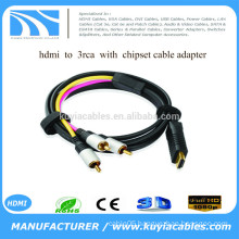 New High Quality HDMI TO 3RCA With chipset + usb power Cable adapter for PC HDTV available in 1M 1.5M 1.8M